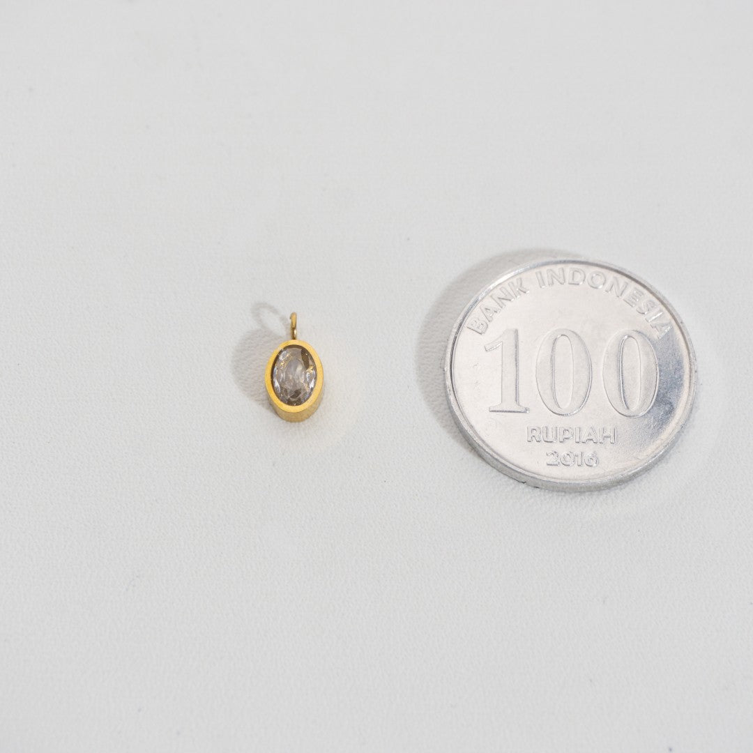 Plain Oval Charm Stainless Steel PVD Gold Plated Liontin Oval Polos Hypoallergenic