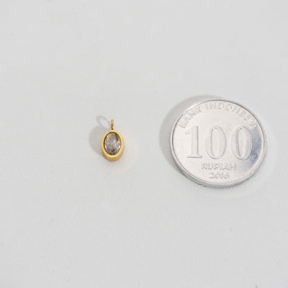 Plain Oval Charm Stainless Steel PVD Gold Plated Liontin Oval Polos Hypoallergenic