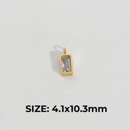 Mini Plain Rectangle Charm Stainless Steel PVD Gold Plated Liontin Persegi Panjang Hypoallergenic