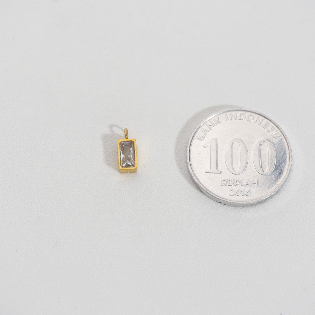 Mini Plain Rectangle Charm Stainless Steel PVD Gold Plated Liontin Persegi Panjang Hypoallergenic