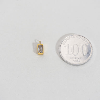 Mini Plain Rectangle Charm Stainless Steel PVD Gold Plated Liontin Persegi Panjang Hypoallergenic