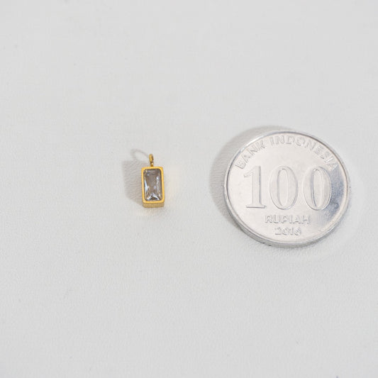 Mini Plain Rectangle Charm Stainless Steel PVD Gold Plated Liontin Persegi Panjang Hypoallergenic