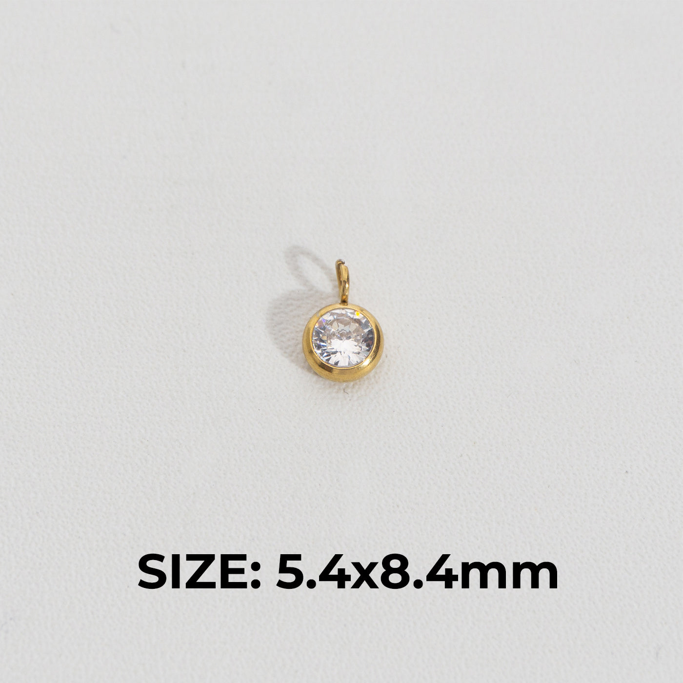 (5.4mm) Mini Plain Circle Charm Stainless Steel PVD Gold Plated Liontin Bulat Polos Hypoallergenic