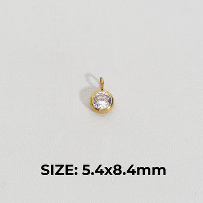 (5.4mm) Mini Plain Circle Charm Stainless Steel PVD Gold Plated Liontin Bulat Polos Hypoallergenic