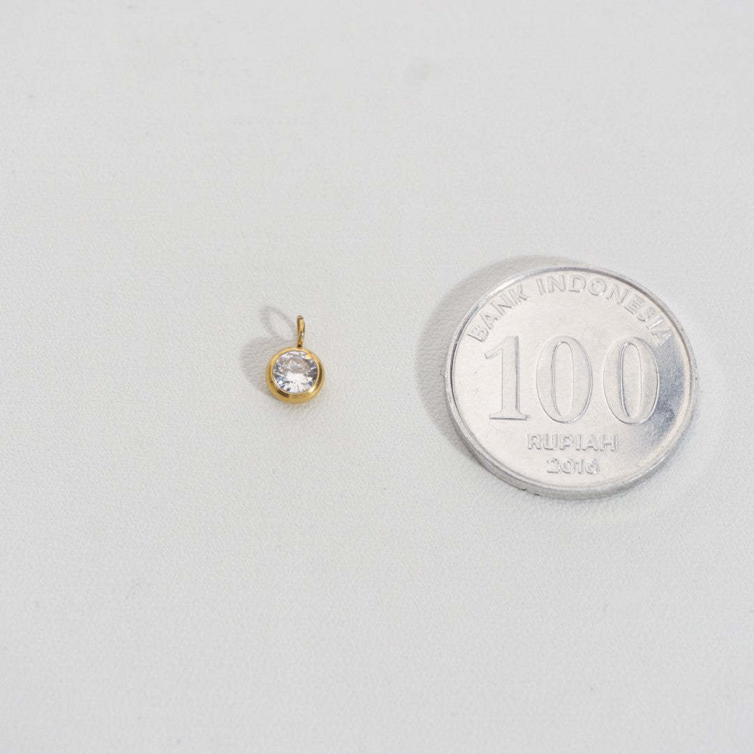 (5.4mm) Mini Plain Circle Charm Stainless Steel PVD Gold Plated Liontin Bulat Polos Hypoallergenic