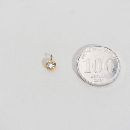 (5.4mm) Mini Plain Circle Charm Stainless Steel PVD Gold Plated Liontin Bulat Polos Hypoallergenic