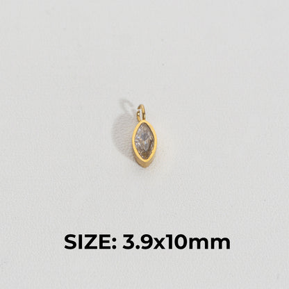 Mini Plain Marquise Charm Stainless Steel PVD Gold Plated Liontin Marquise Hypoallergenic
