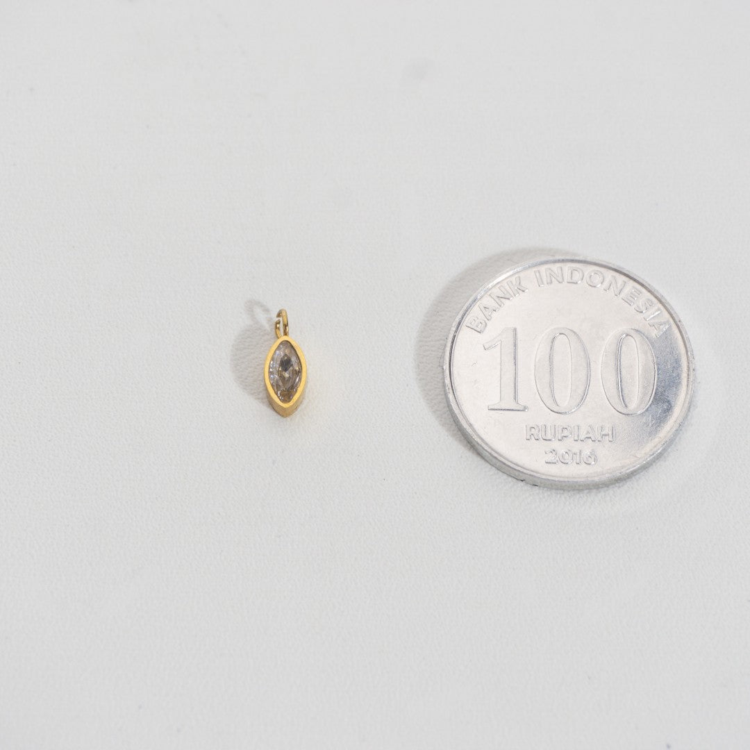Mini Plain Marquise Charm Stainless Steel PVD Gold Plated Liontin Marquise Hypoallergenic