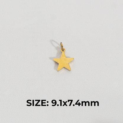 (5pcs) Mini Plain Star Charm Stainless Steel PVD Gold Plated Liontin Bintang Polos Hypoallergenic