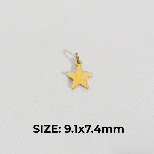 (5pcs) Mini Plain Star Charm Stainless Steel PVD Gold Plated Liontin Bintang Polos Hypoallergenic