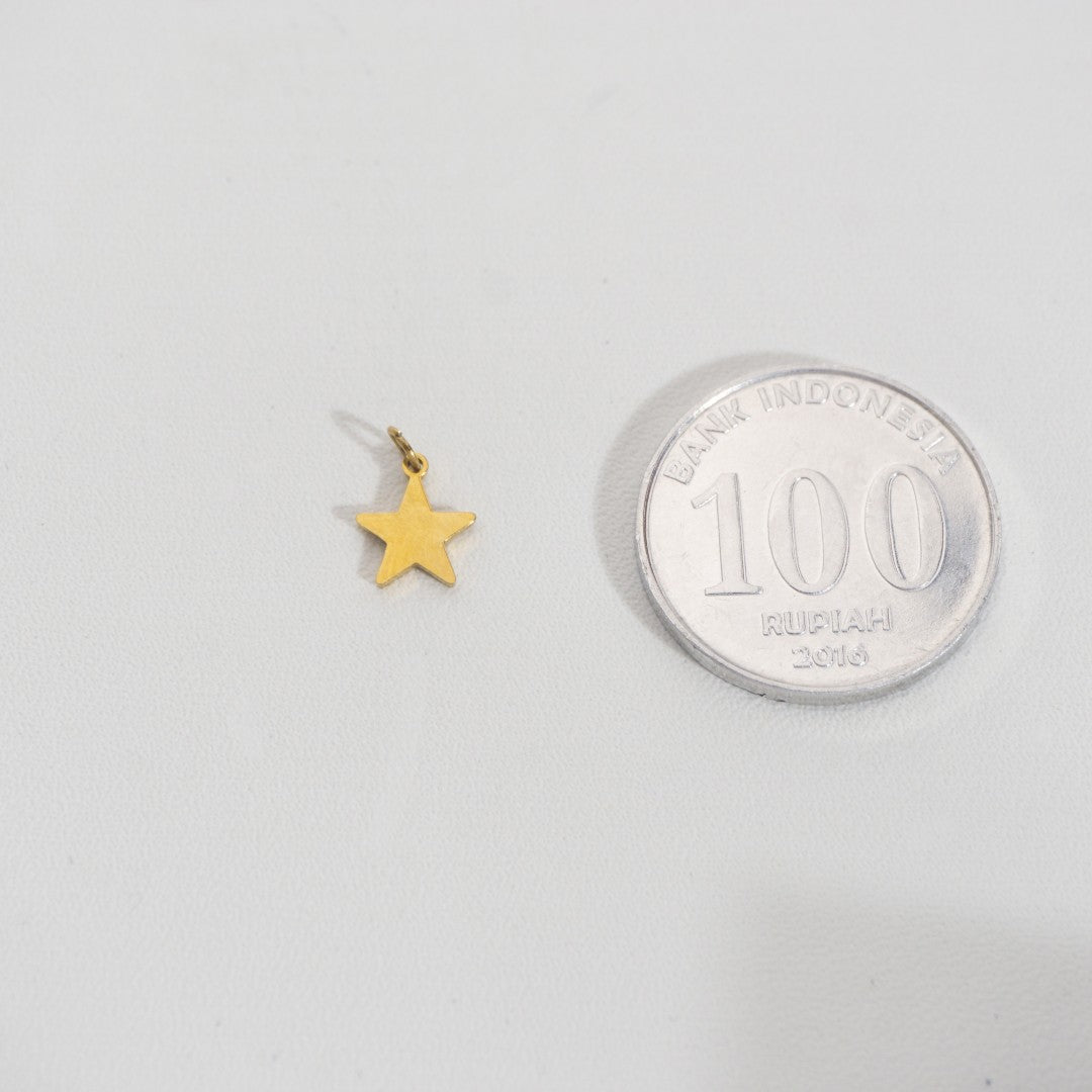 (5pcs) Mini Plain Star Charm Stainless Steel PVD Gold Plated Liontin Bintang Polos Hypoallergenic