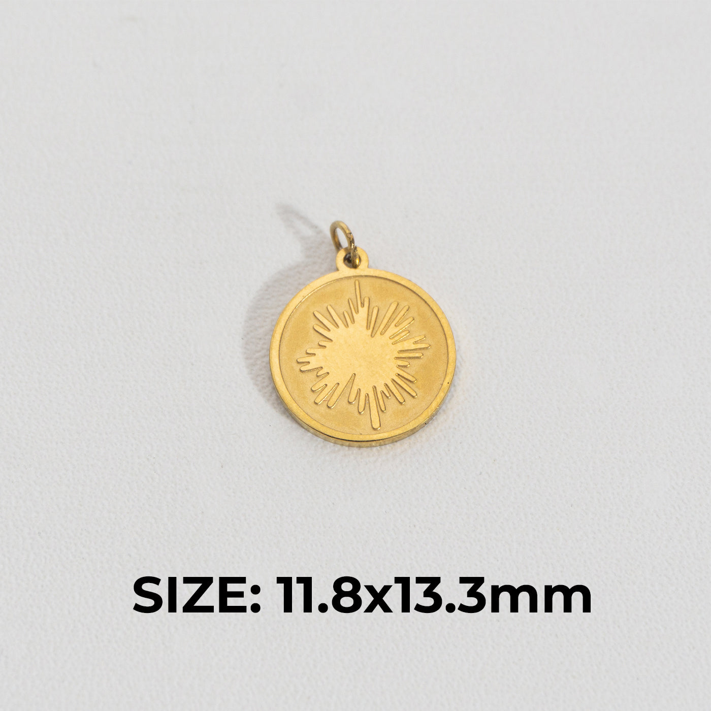 Abstract Coin Charm Stainless Steel PVD Gold Plated Liontin Koin Motif Abstrak Unik Hypoallergenic