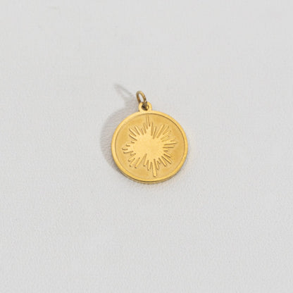 Abstract Coin Charm Stainless Steel PVD Gold Plated Liontin Koin Motif Abstrak Unik Hypoallergenic