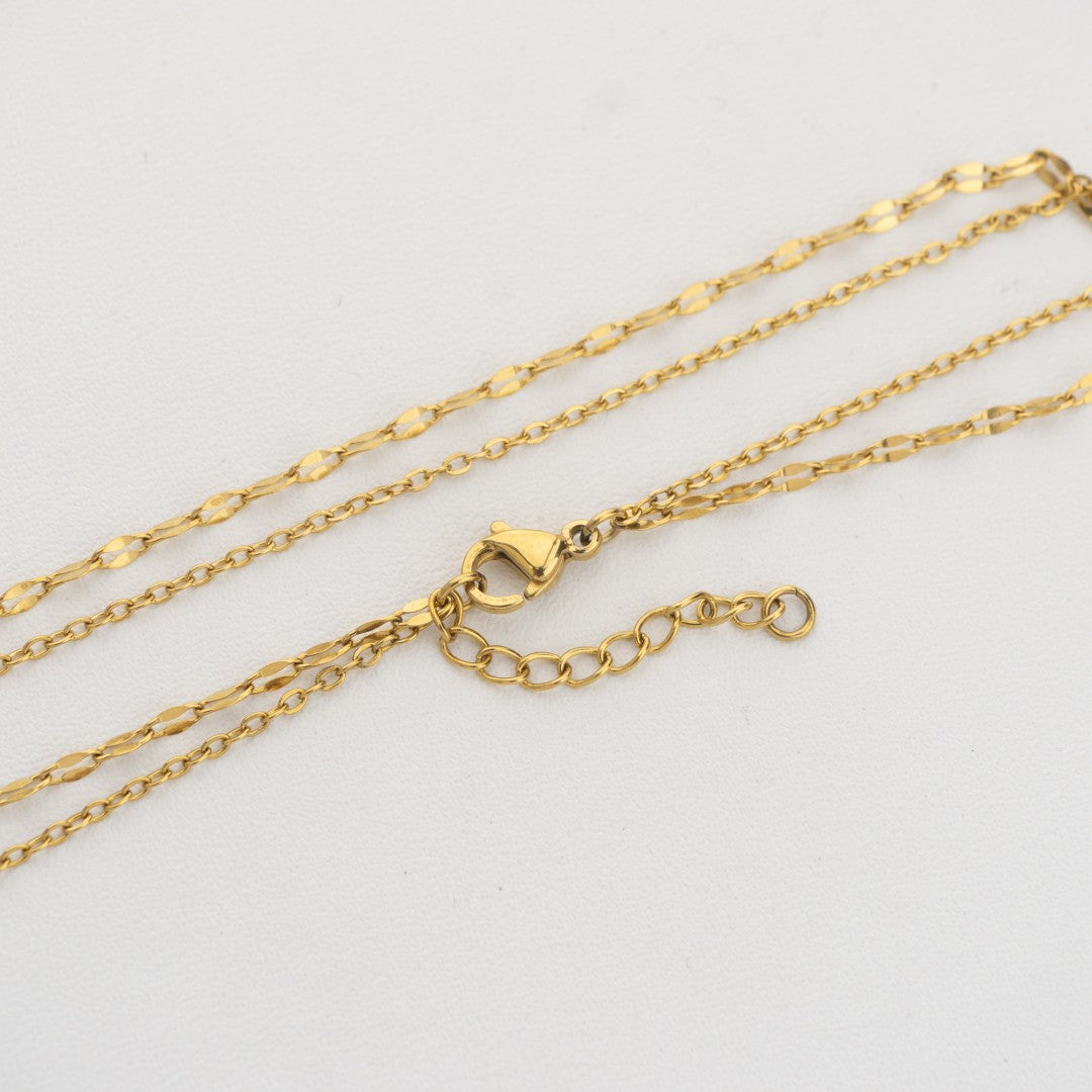Double Layer Anklet Chain Bracelet Stainless Steel PVD Gold Plated Rantai Gelang Kaki 2 Layer Hypoallergenic