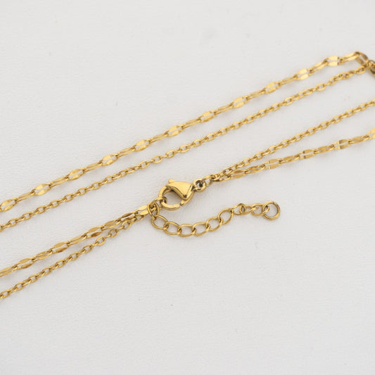 Double Layer Anklet Chain Bracelet Stainless Steel PVD Gold Plated Rantai Gelang Kaki 2 Layer Hypoallergenic