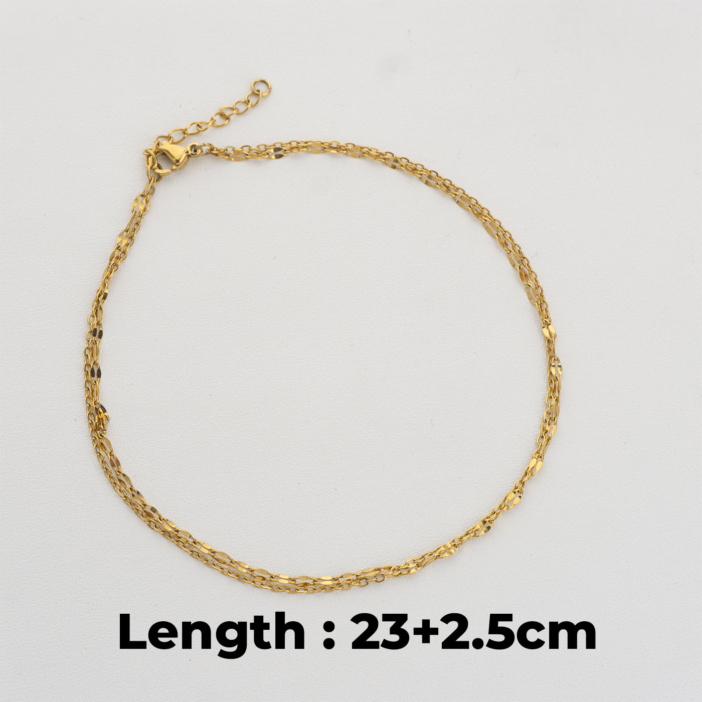 Double Layer Anklet Chain Bracelet Stainless Steel PVD Gold Plated Rantai Gelang Kaki 2 Layer Hypoallergenic