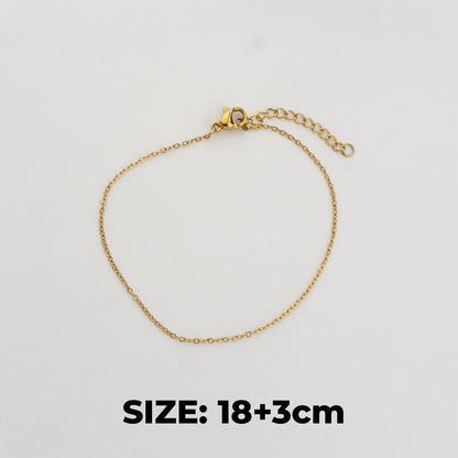 (18+3cm) Rolo Chain Bracelet Stainless Steel PVD Gold Plated Rantai Gelang Rolo Hypoallergenic