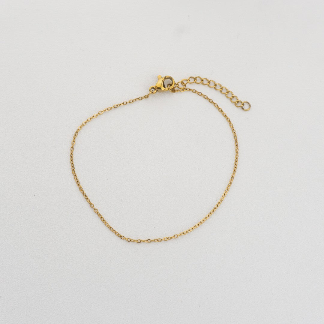 (18+3cm) Rolo Chain Bracelet Stainless Steel PVD Gold Plated Rantai Gelang Rolo Hypoallergenic