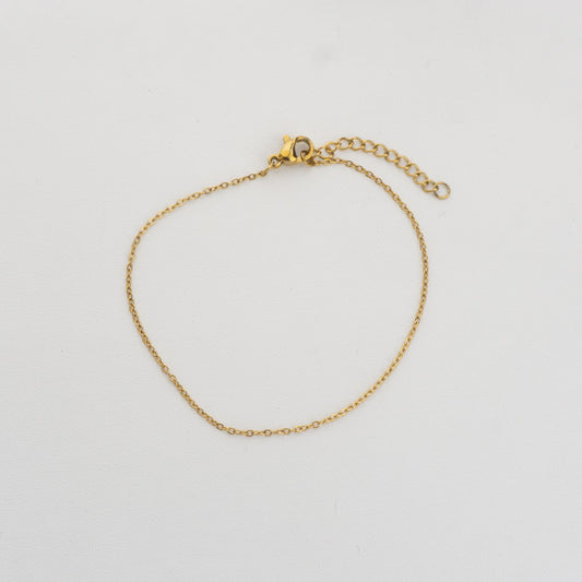 (18+3cm) Rolo Chain Bracelet Stainless Steel PVD Gold Plated Rantai Gelang Rolo Hypoallergenic