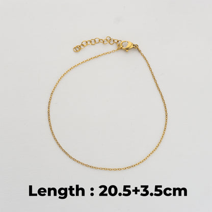 (1.2mm) Dainty Rolo Chain Bracelet Stainless Steel PVD Gold Plated Rantai Gelang Hypoallergenic