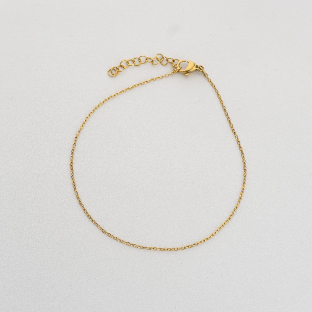 (1.2mm) Dainty Rolo Chain Bracelet Stainless Steel PVD Gold Plated Rantai Gelang Hypoallergenic