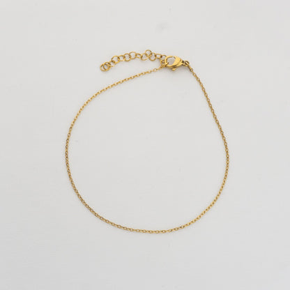 (1.2mm) Dainty Rolo Chain Bracelet Stainless Steel PVD Gold Plated Rantai Gelang Hypoallergenic