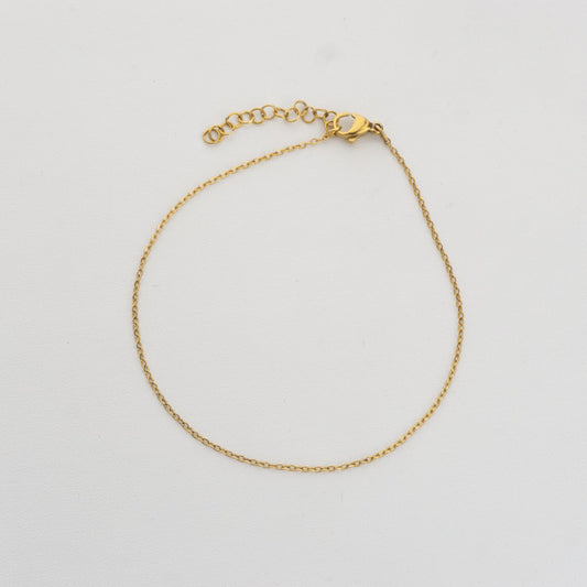 (1.2mm) Dainty Rolo Chain Bracelet Stainless Steel PVD Gold Plated Rantai Gelang Hypoallergenic