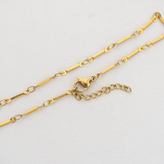 Bar Link Chain Bracelet Stainless Steel PVD Gold Plated Rantai Gelang Batang Hypoallergenic
