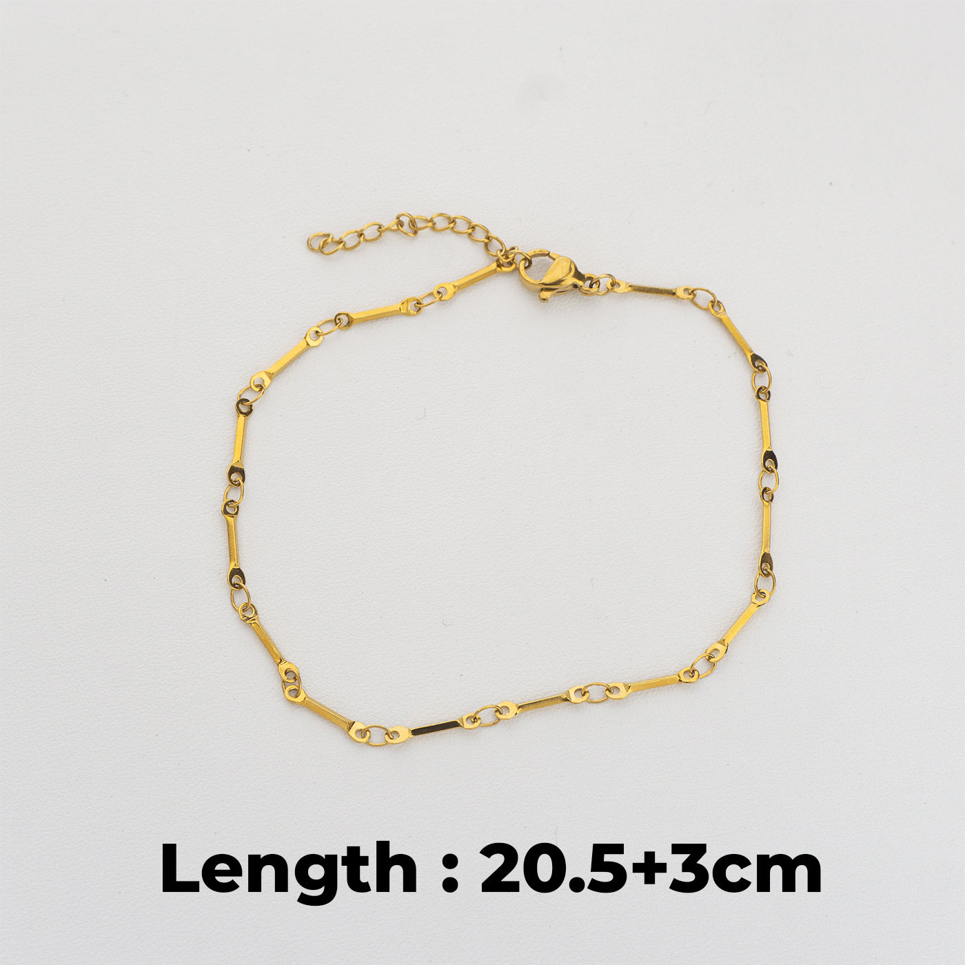 Bar Link Chain Bracelet Stainless Steel PVD Gold Plated Rantai Gelang Batang Hypoallergenic