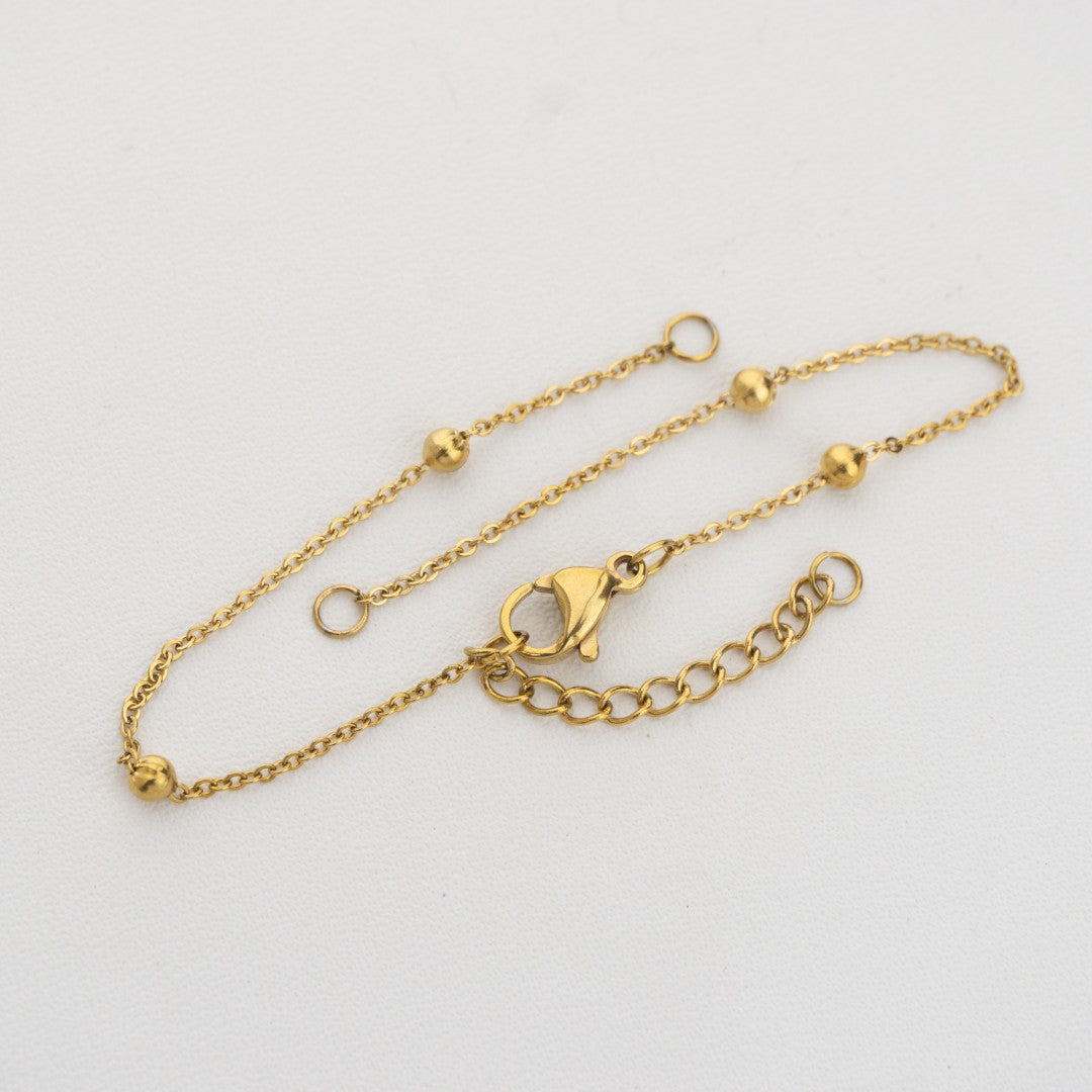 Satellite Bead Cable Chain Anklet Bracelet Stainless Steel PVD Gold Plated Rantai Gelang Biji Lada Hypoallergenic