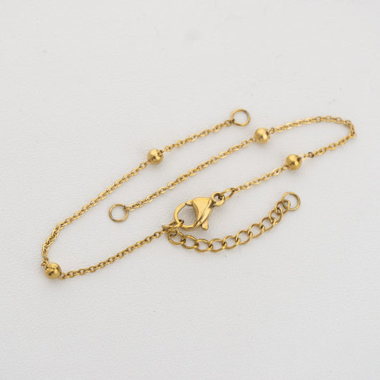 Satellite Bead Cable Chain Anklet Bracelet Stainless Steel PVD Gold Plated Rantai Gelang Biji Lada Hypoallergenic