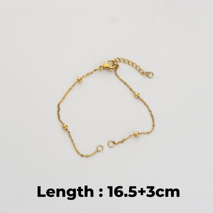 Satellite Bead Cable Chain Anklet Bracelet Stainless Steel PVD Gold Plated Rantai Gelang Biji Lada Hypoallergenic