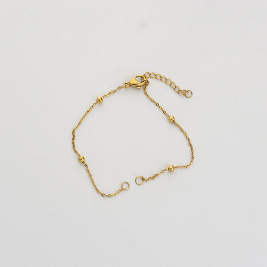 Satellite Bead Cable Chain Anklet Bracelet Stainless Steel PVD Gold Plated Rantai Gelang Biji Lada Hypoallergenic