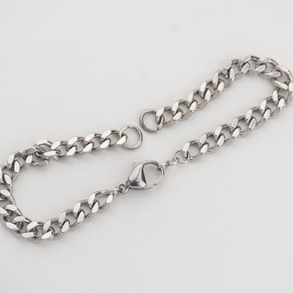 Silver Curb Chain DIY Bracelet Stainless Steel PVD Gold Plated Rantai Gelang DIY Hypoallergenic