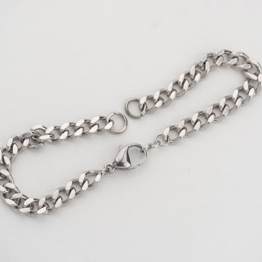 Silver Curb Chain DIY Bracelet Stainless Steel PVD Gold Plated Rantai Gelang DIY Hypoallergenic