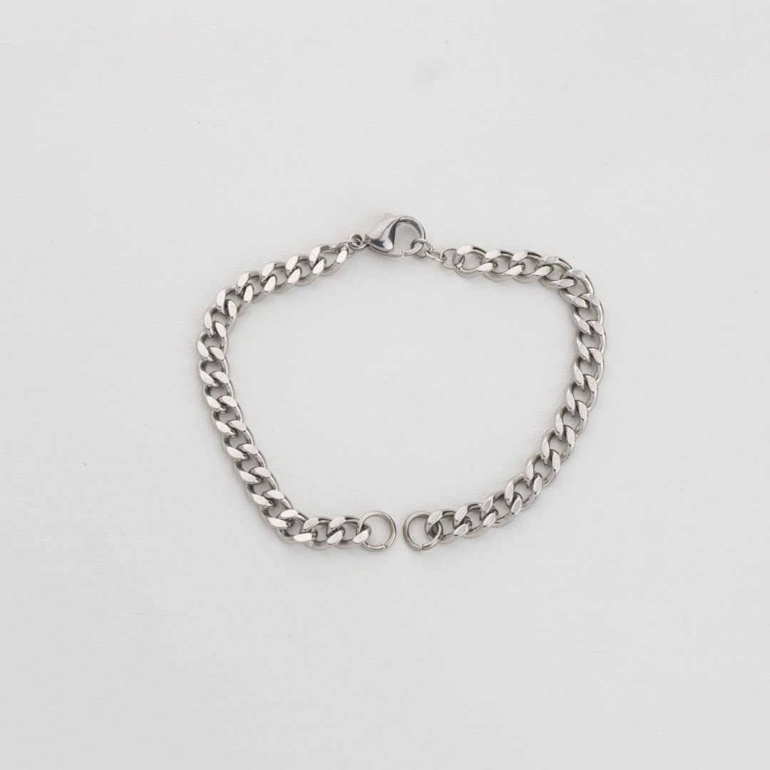 Silver Curb Chain DIY Bracelet Stainless Steel PVD Gold Plated Rantai Gelang DIY Hypoallergenic