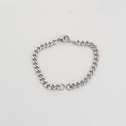 Silver Curb Chain DIY Bracelet Stainless Steel PVD Gold Plated Rantai Gelang DIY Hypoallergenic
