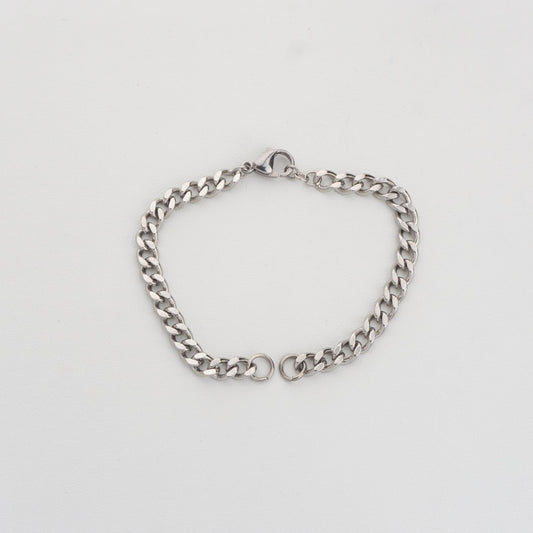 Silver Curb Chain DIY Bracelet Stainless Steel PVD Gold Plated Rantai Gelang DIY Hypoallergenic