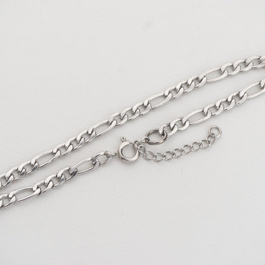 Silver Figaro Chain Bracelet Stainless Steel PVD Gold Plated Rantai Gelang Figaro Hypoallergenic
