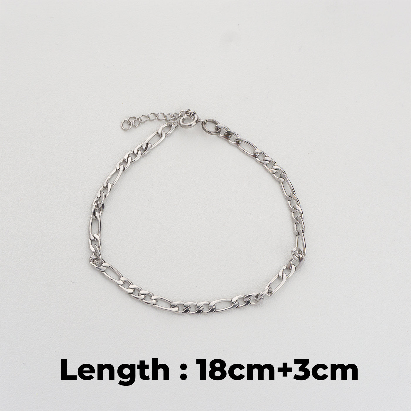 Silver Figaro Chain Bracelet Stainless Steel PVD Gold Plated Rantai Gelang Figaro Hypoallergenic