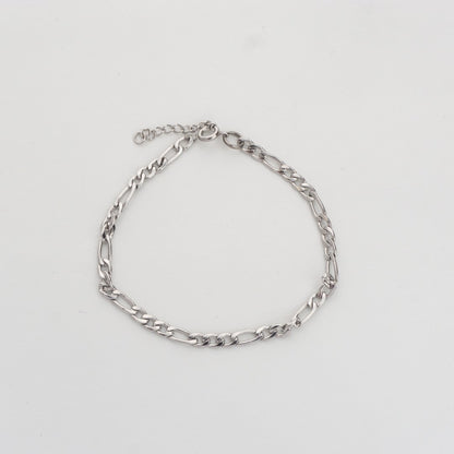 Silver Figaro Chain Bracelet Stainless Steel PVD Gold Plated Rantai Gelang Figaro Hypoallergenic