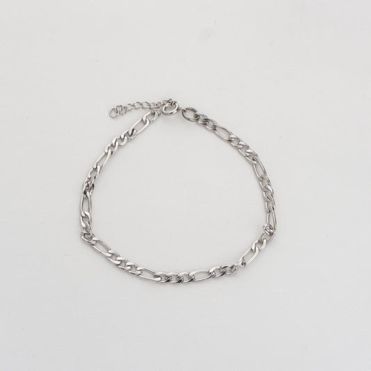 Silver Figaro Chain Bracelet Stainless Steel PVD Gold Plated Rantai Gelang Figaro Hypoallergenic