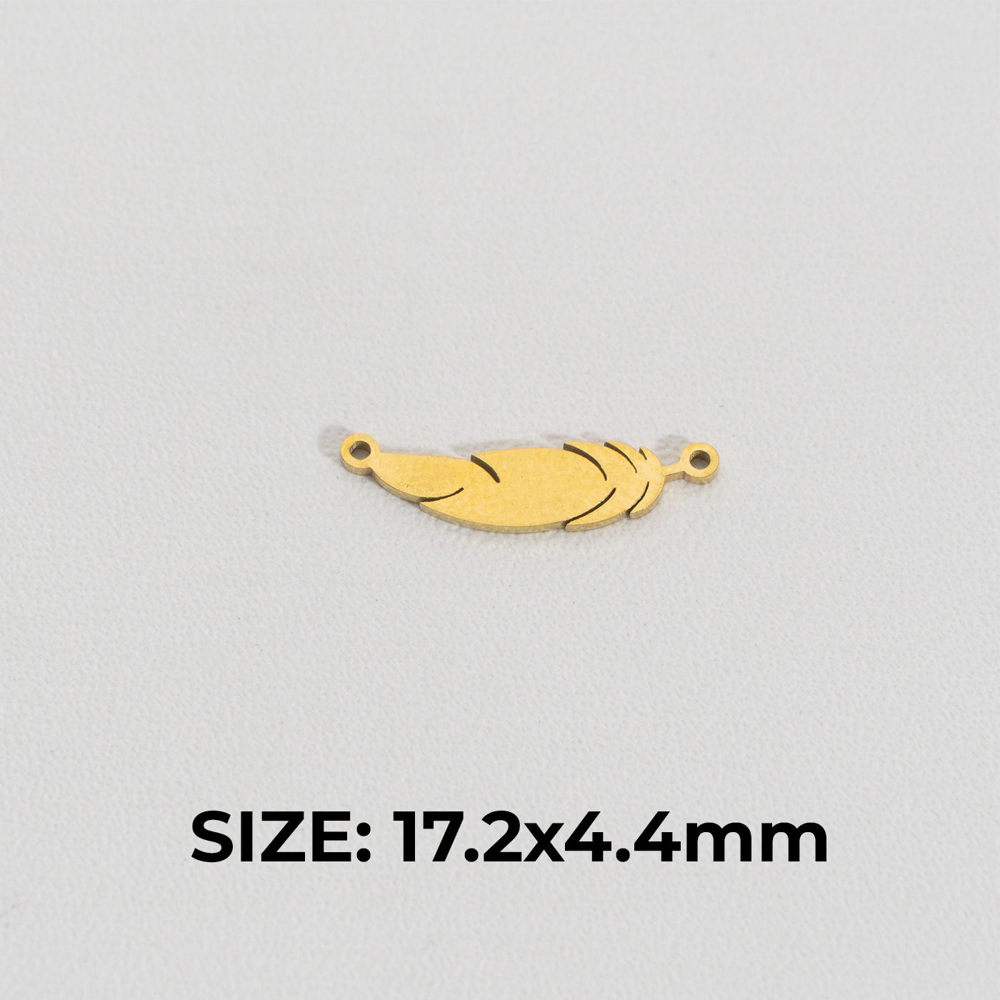 Minimalist Goose Feather Charm Connector Stainless Steel PVD Gold Plated Liontin Konektor Bulu Angsa Hypoallergenic
