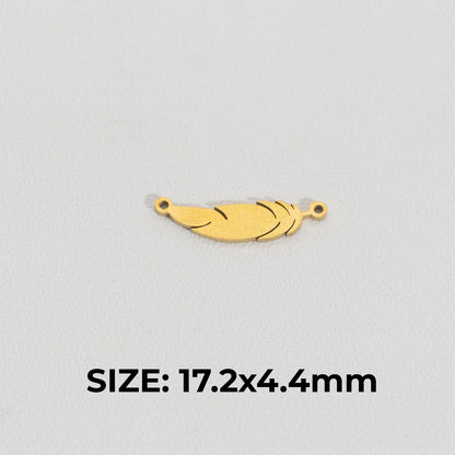Minimalist Goose Feather Charm Connector Stainless Steel PVD Gold Plated Liontin Konektor Bulu Angsa Hypoallergenic