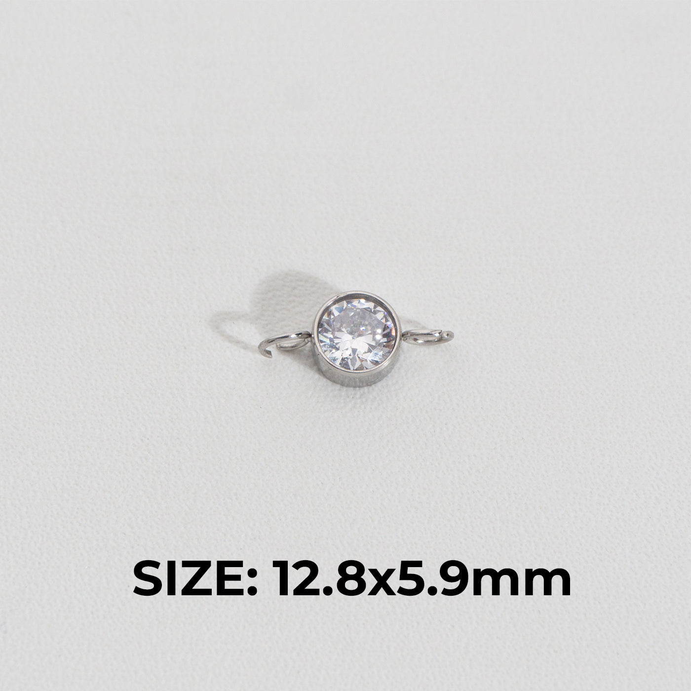Silver Solitaire Round Connector Stainless Steel PVD Gold Plated Liontin Konektor Bulat Hypoallergenic