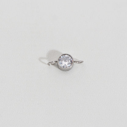 Silver Solitaire Round Connector Stainless Steel PVD Gold Plated Liontin Konektor Bulat Hypoallergenic