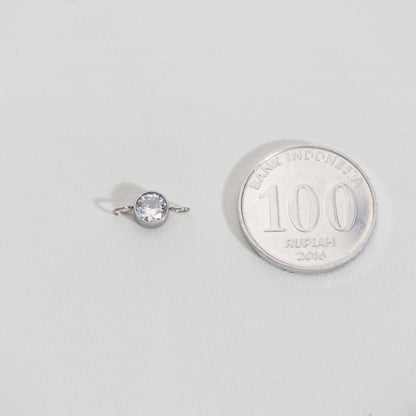 Silver Solitaire Round Connector Stainless Steel PVD Gold Plated Liontin Konektor Bulat Hypoallergenic