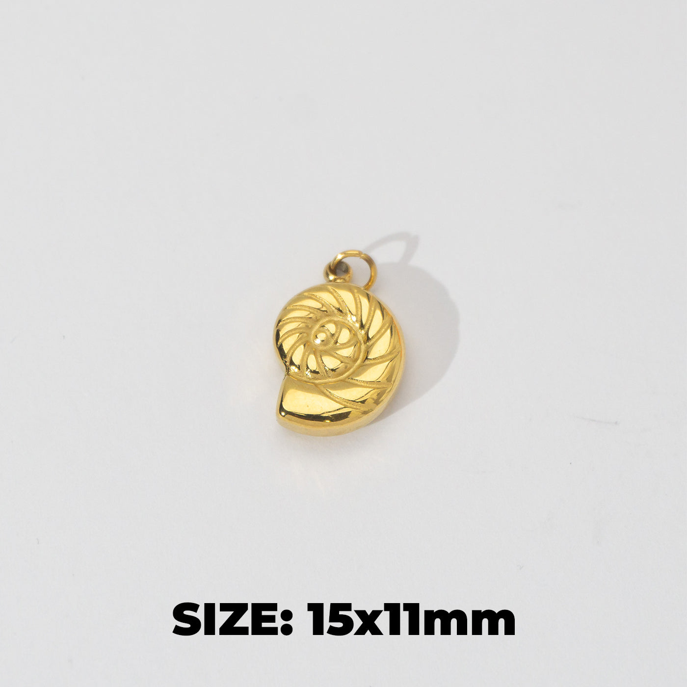 (15mm) Minimalist Conch Sea Shell Ocean Charm Stainless Steel PVD Gold Plated Liontin Kerang Laut Hypoallergenic