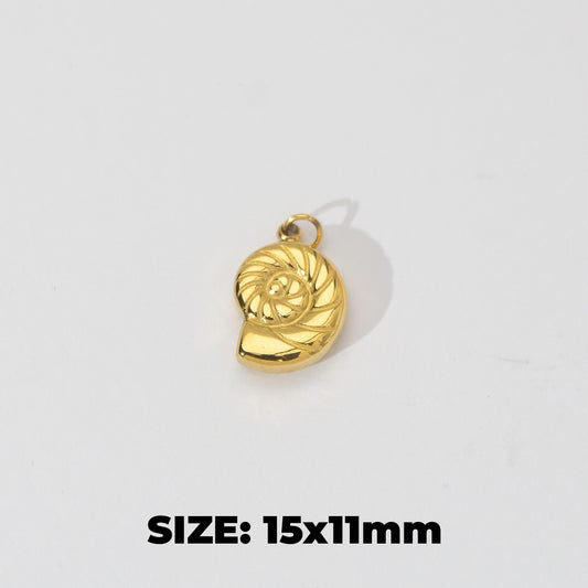 (15mm) Minimalist Conch Sea Shell Ocean Charm Stainless Steel PVD Gold Plated Liontin Kerang Laut Hypoallergenic