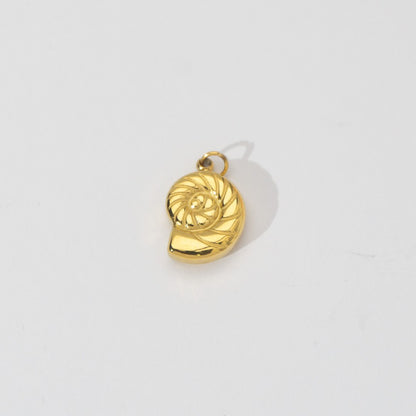 (15mm) Minimalist Conch Sea Shell Ocean Charm Stainless Steel PVD Gold Plated Liontin Kerang Laut Hypoallergenic